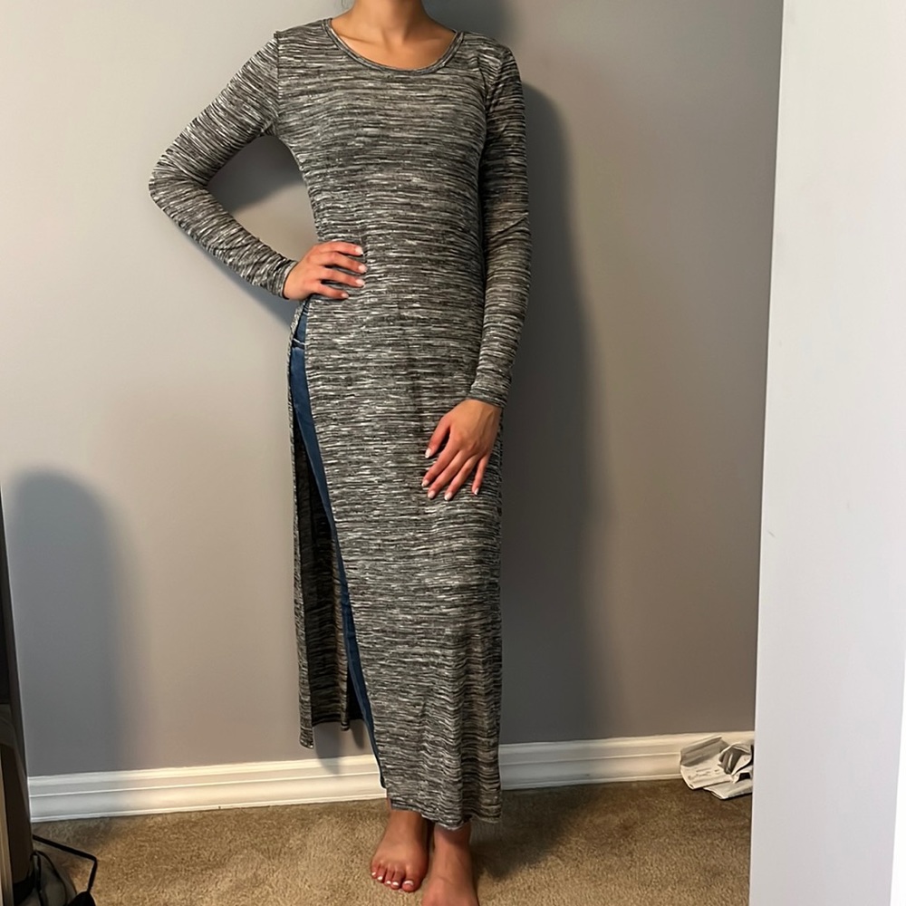 Grey slitted dress